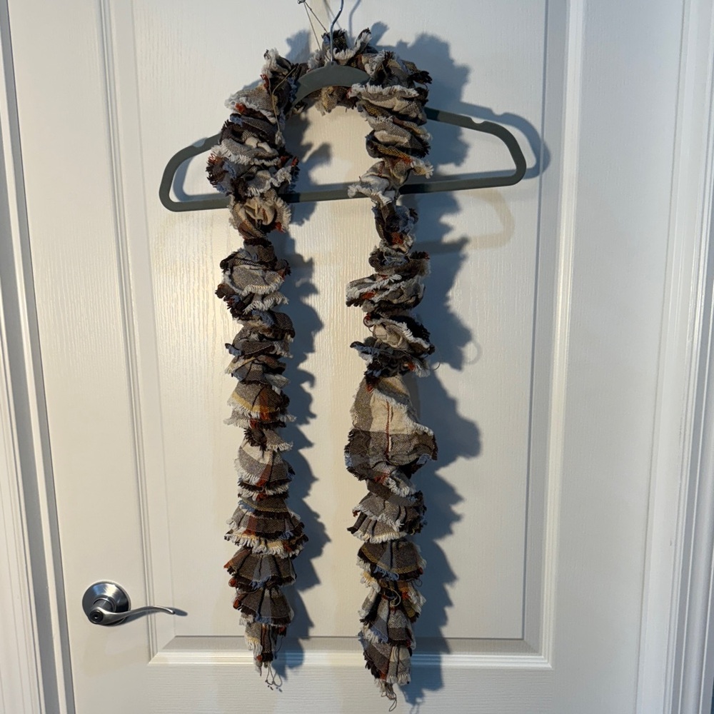 Ruffled Fabric Scarf in Neutral Tones Rag Distressed